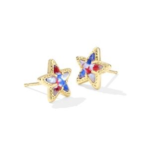 Kendra Scott Star Earrings with Red, Blue, and White Accents in Silver